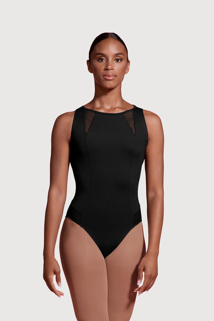 Mirella Mesh Open Back Boat Neck Leotard