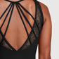 Mirella Deep V Mesh Back Womens Camisole Leotard