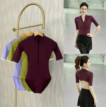 3/4 Sleeve Zip Leotard