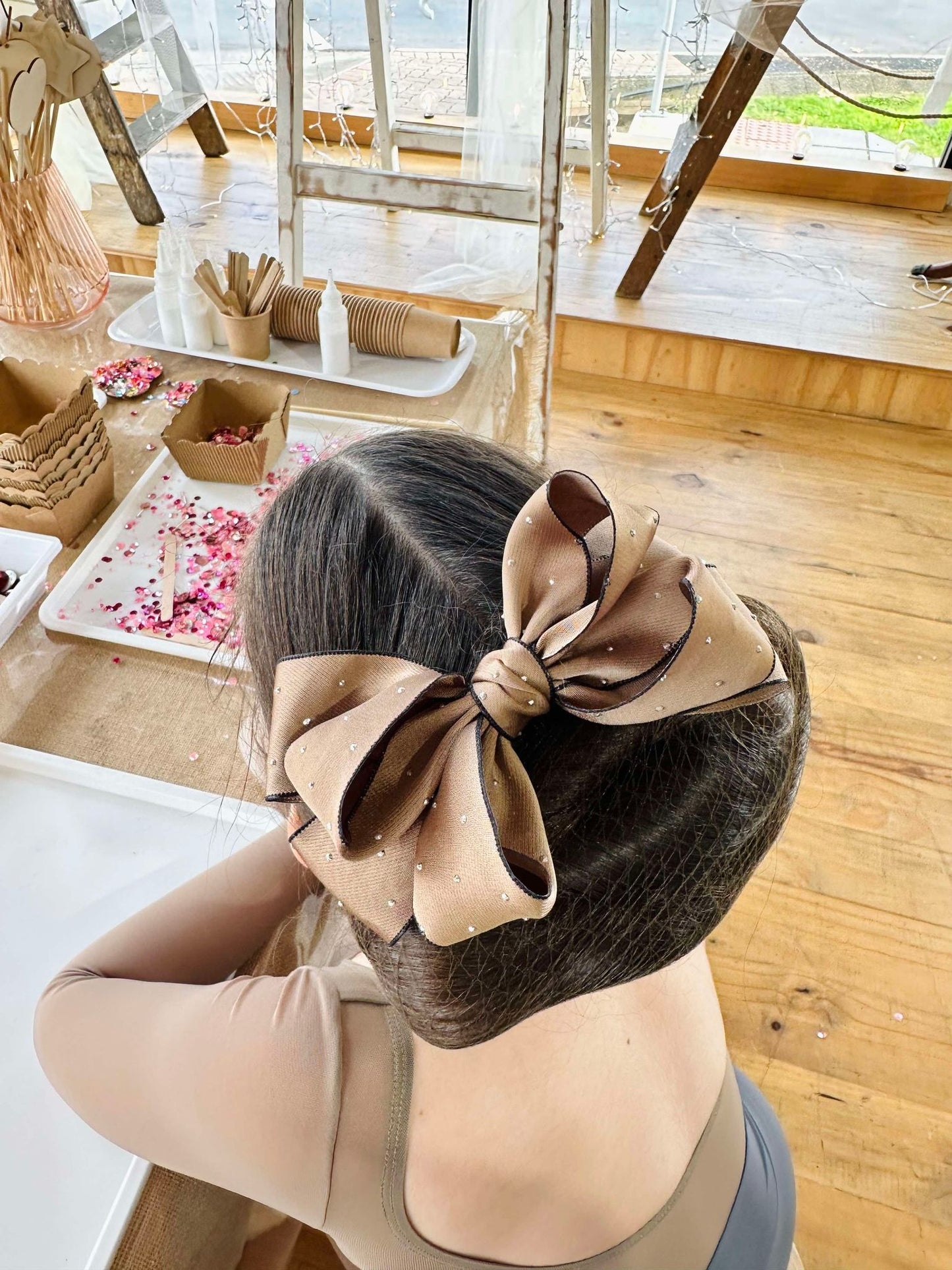 Bow and Rhinestone Hairpin