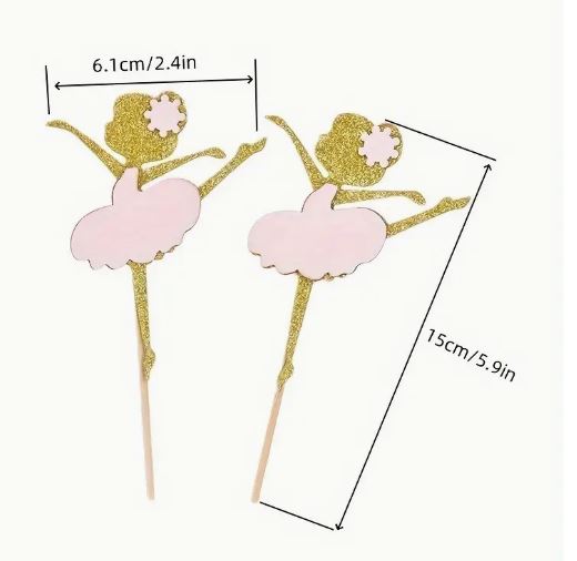 10-Pack Pink Ballerina Skirt Cupcake Toppers