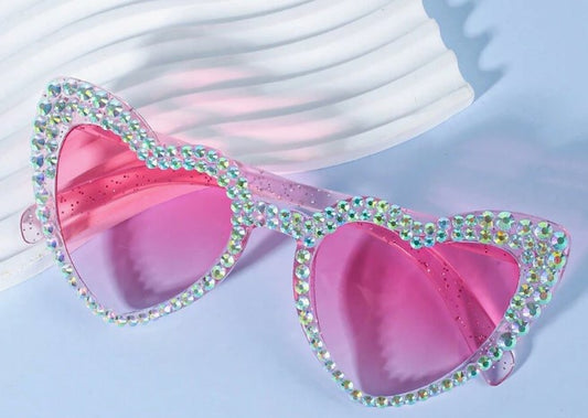 Coloured Rhinestone Heart Sunglasses