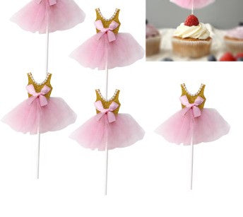 Glitter Tutu Cupcake Toppers [5 pieces]