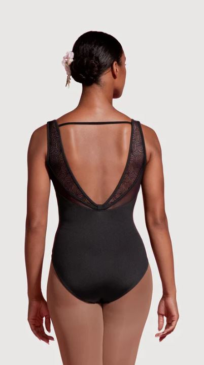 Mirella Deep V Mesh Panelled Back Tweens Tank Leotard