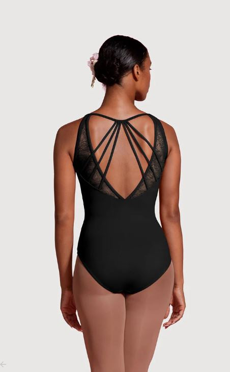 Mirella Deep V Mesh Back Womens Camisole Leotard