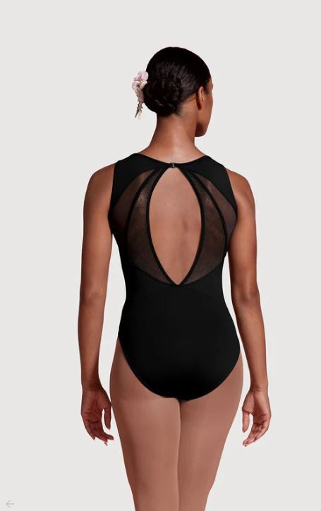 Mirella Mesh Open Back Boat Neck Leotard