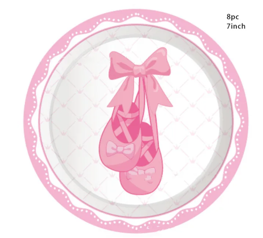 Ballet Theme Plates - Ballet Shoe [8 pieces]